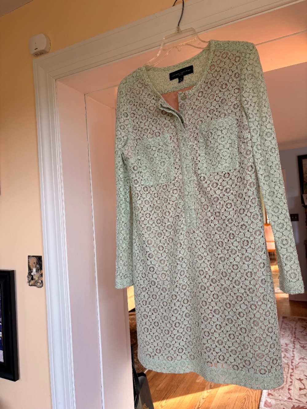 Victoria Beckham for Target Mint Green Floral Eyelet Lace Mini Dress Longsleeve